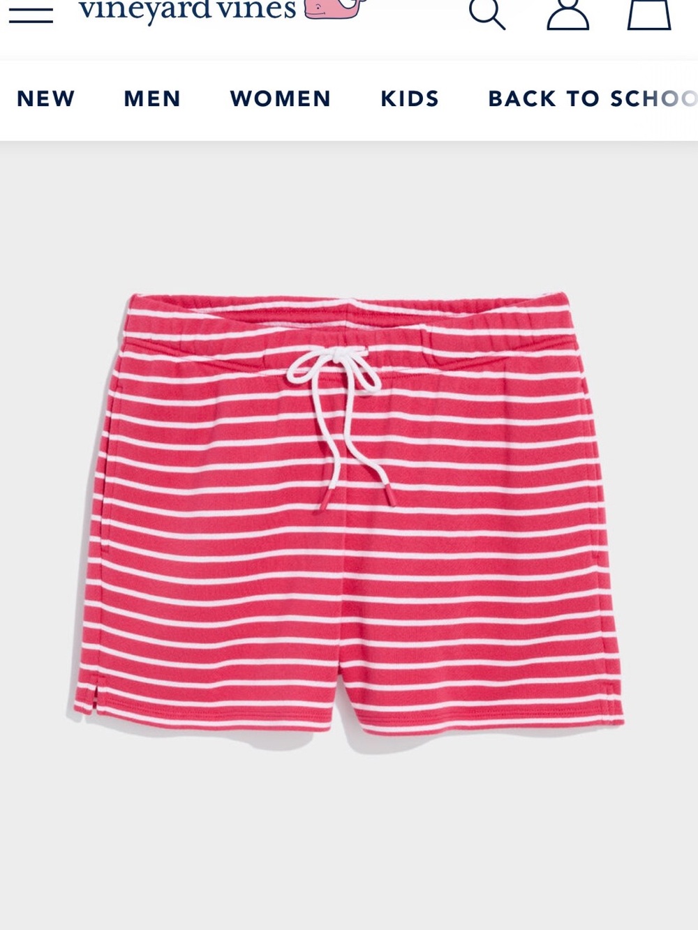 Vineyard Vines Coral Pink & White Striped Pull-On Athletic Shorts